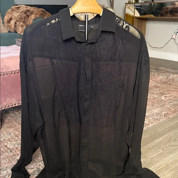 ASOS Design Black sheer, gothic style large shirt - Picture 4 of 9